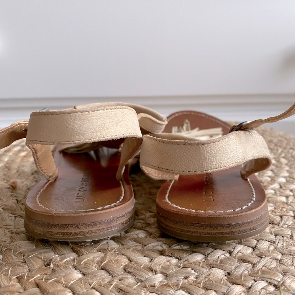 LUCKY BRAND Fringed Leather Thong Sandals - Picture 5 of 6